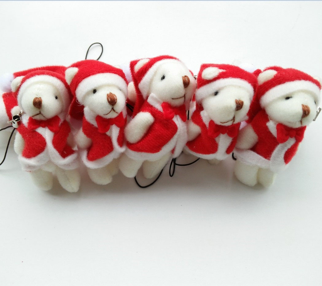 Mini Christmas Knuckle Bear 6cm Plush Toy Teddy Bear Doll Pendant with 6*3*2cm Size
