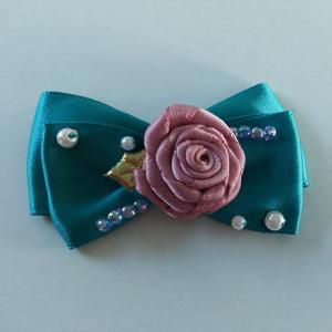 Wholesale Casual Toddler Girl Hair Accessories Satin Ribbon Bow With Handmade Flower from china suppliers