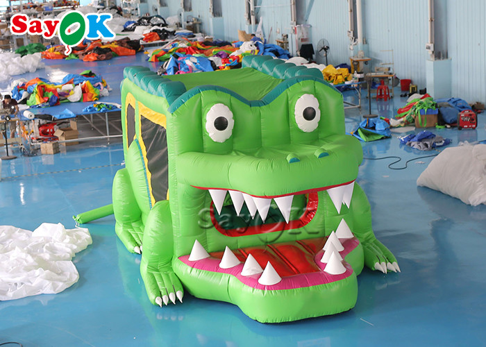 Inflatable Dry Slide Jumping Bouncer Outdoor Indoor Green Alligator Inflatable Bouncer Slide 8x2.8x3mH