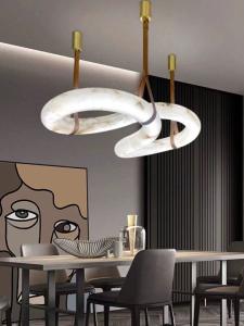 Wholesale Modern Figure Eight Shape Design Living Room Kitchen Island Spanish Natural Alabaster Chandelier Pendant Lights from china suppliers