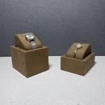 Embossed Logo PU Wood Watch Display Case Gift Box For Watch Store