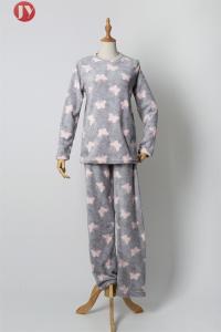 Wholesale EU Standard Butterfly Print Soft Bathrobe Warm Fleece Women Pajamas Set from china suppliers