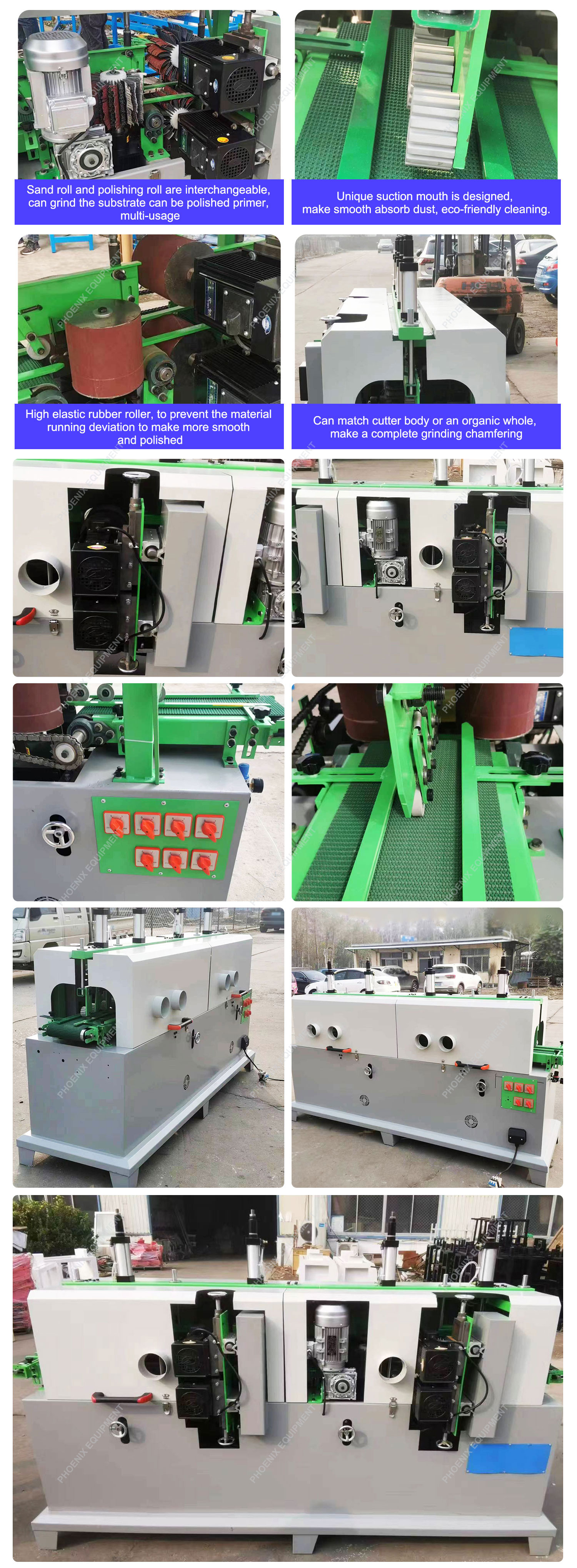 Advanced Automatic Wooden Block Four Sided Sanding Machine with Double Pressure Roller