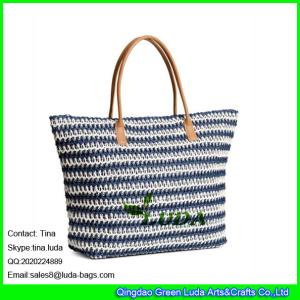 Wholesale LUDA striped straw handbags hand crochet paper string straw make beach tote bag from china suppliers