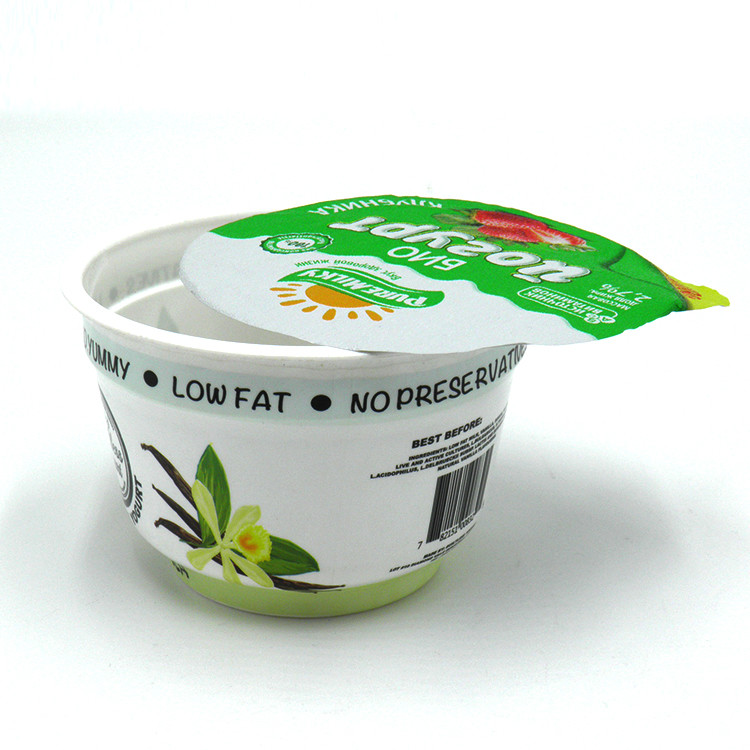 Red 200ml Polystyrene Yoghurt Pots Cups With Aluminium Foil Lid