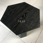 European Style Black Stainless Steel Walnut Side Table