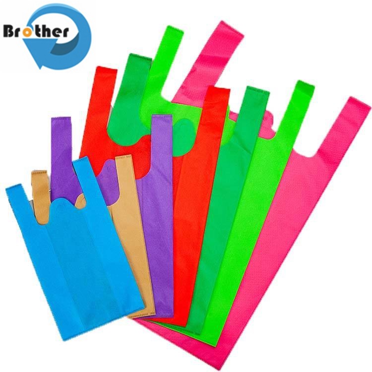 Promotional PP Non Woven TNT Bags/Polypropylene Nonwoven T Shirt Bags Bag/W-Cut Non-Woven Vest Carrier Shopping Bag