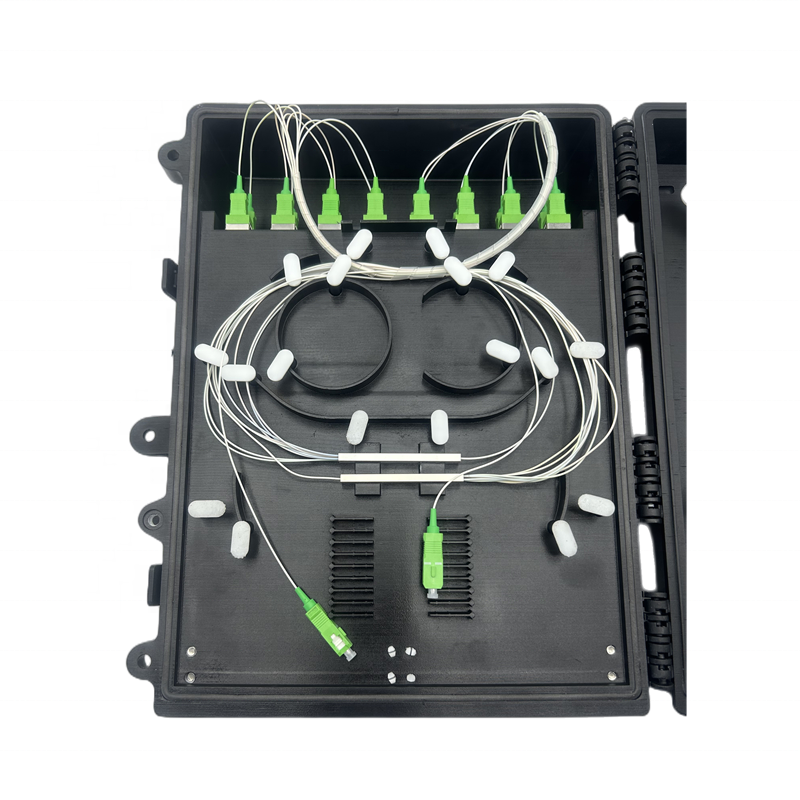 4g Network FTTH Outdoor Waterproof Black IP65 8 Cores 16 Cores PP 1*8 PLC Splitter Optic Optical Fiber Distribution Box