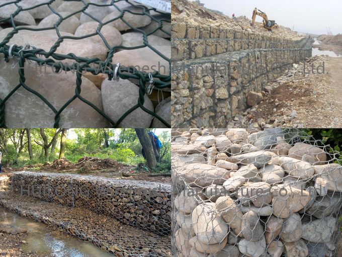 ASTM A975 Gabion Box Wire Mesh , Galvanized 10mm Gabion Stone Basket 4