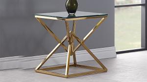 Wholesale 50cmx50cmx55cm Stainless Steel Side Tables For Living Room with Glass Top from china suppliers