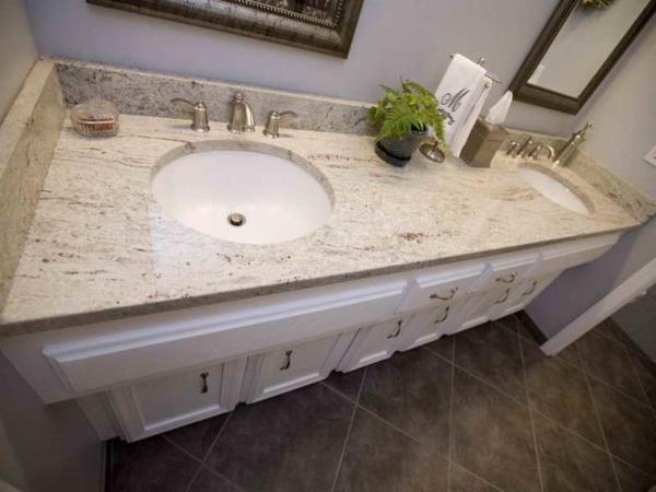 Indian Kashmir White Granite Countertops , Commercial Granite Kitchen Worktops