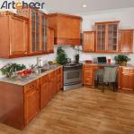 Solid Wood Kitchen Cabinet with Wall Hang Cabinet and PVC Membrane Surface