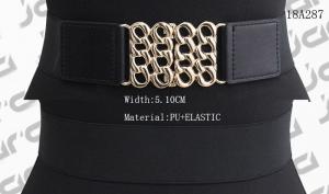 Wholesale Wide Black Womens Stretch Belts Gold Hollowed Buckle Available 5.1cm Width from china suppliers