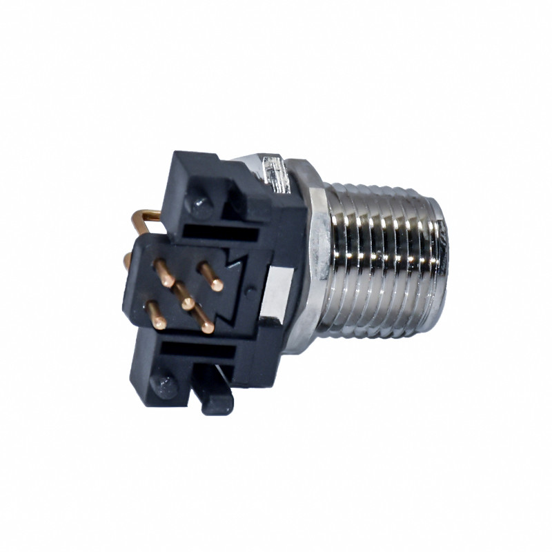 5Poles M12 Waterproof Connector 90 Degree Male A Code PCB Panel Mount Connector Shielded