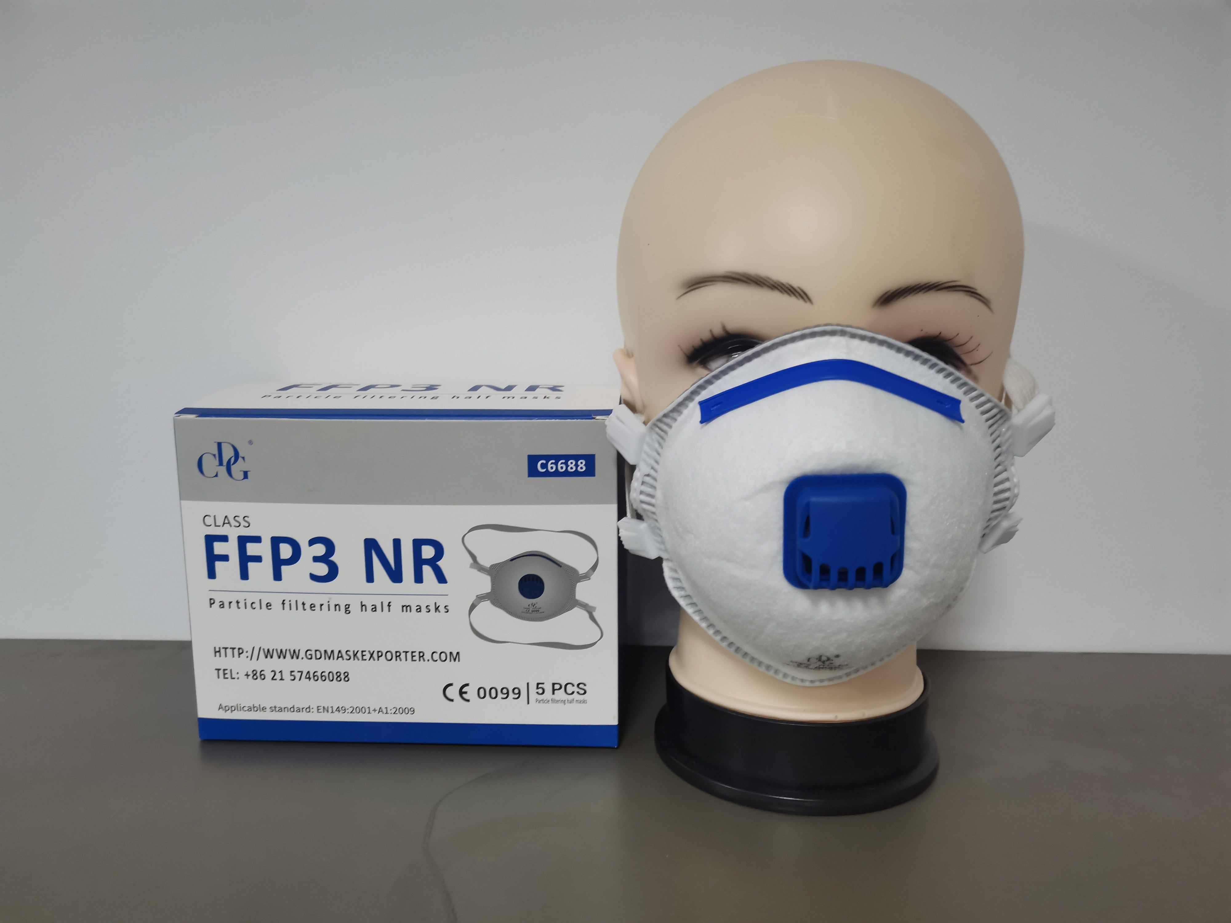 Blue Belt Anti Dust Cup Shape FFP3 Face Mask Respirators