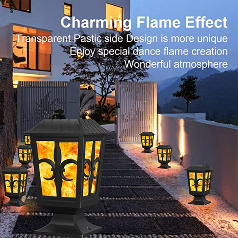 IP 65 Outdoor Solar Wall Lights 3.2V Fire Flame Waterproof Garden LED Wall Lamp