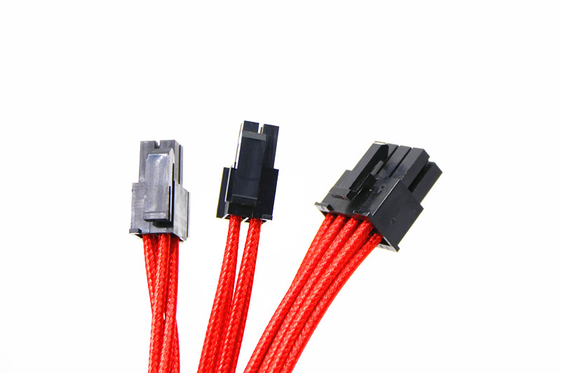Modular Cable for Power Supply with Extra-Sleeved 24 PIN 8PIN 6PIN 640mm Length Red