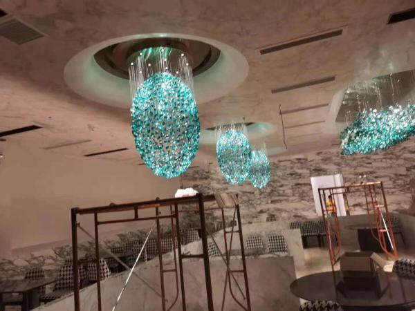 Hotel Crystal Chandelier Bar Living Room Large Engineering Light Green