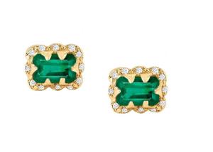 Wholesale 5×7MM Emerald Cut Diamond Earrings With Sprinkled Diamond for Gift from china suppliers