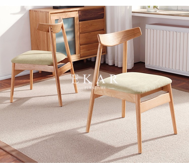 Oak Wood Upholstered Fabric Modern Dining Chair