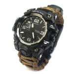 Outdoor Brown Emergency Survival Bracelet Watch Nylon Paracord Wristband