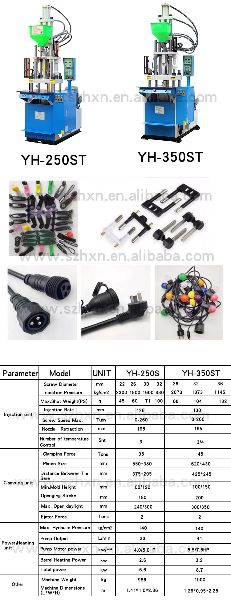 30 kN Ejector Force YH-450ST Plastic Injection Machine Parts for Apple Head Connector