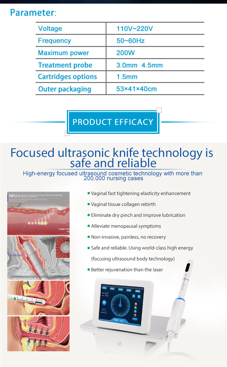 Painless Sama 4d 3d Hifu Machine Pressure Testor 4.5 Mm Cartridge Vaginal Probes