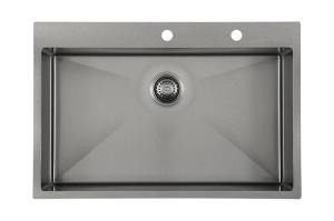Wholesale 16 Guage SS Kitchen Sink Pvd Nano Over The Counter Top Matte Black from china suppliers