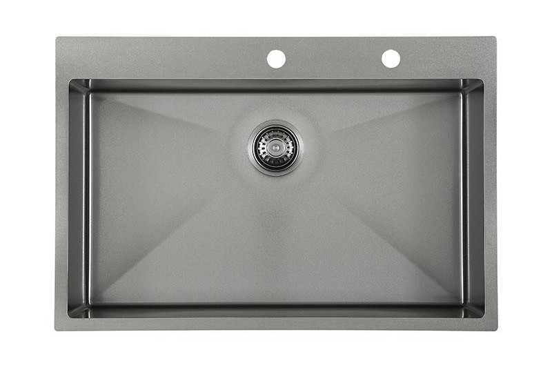 16 Guage SS Kitchen Sink Pvd Nano Over The Counter Top Matte Black