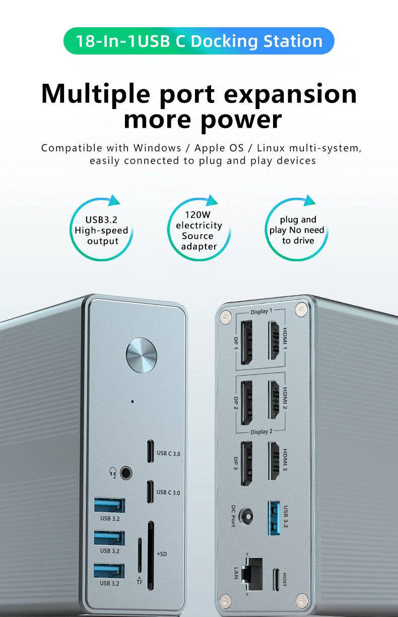 USB A Port Multi-functional Docking Station Performance with Cooling And Ventilation and Heat Dissipation