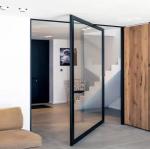 Aluminum Alloy Frameless Glass Pivot Door Corrosion Resistant Easy Cleaning
