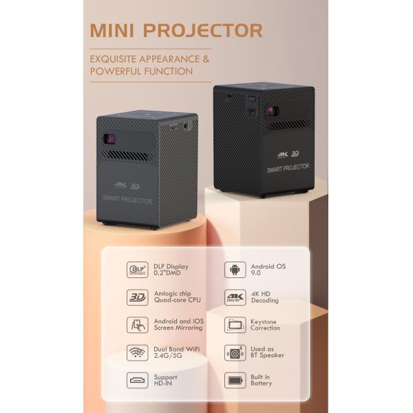 Home Movie Smart Touch Small Square Projector Native 1080P Outdoor Portable