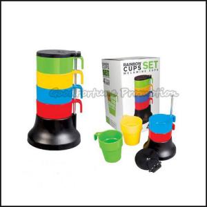 Wholesale customed logo promotion stacked 4pcs set Eco pp rainbowcoffee water milk bottle mug cup from china suppliers