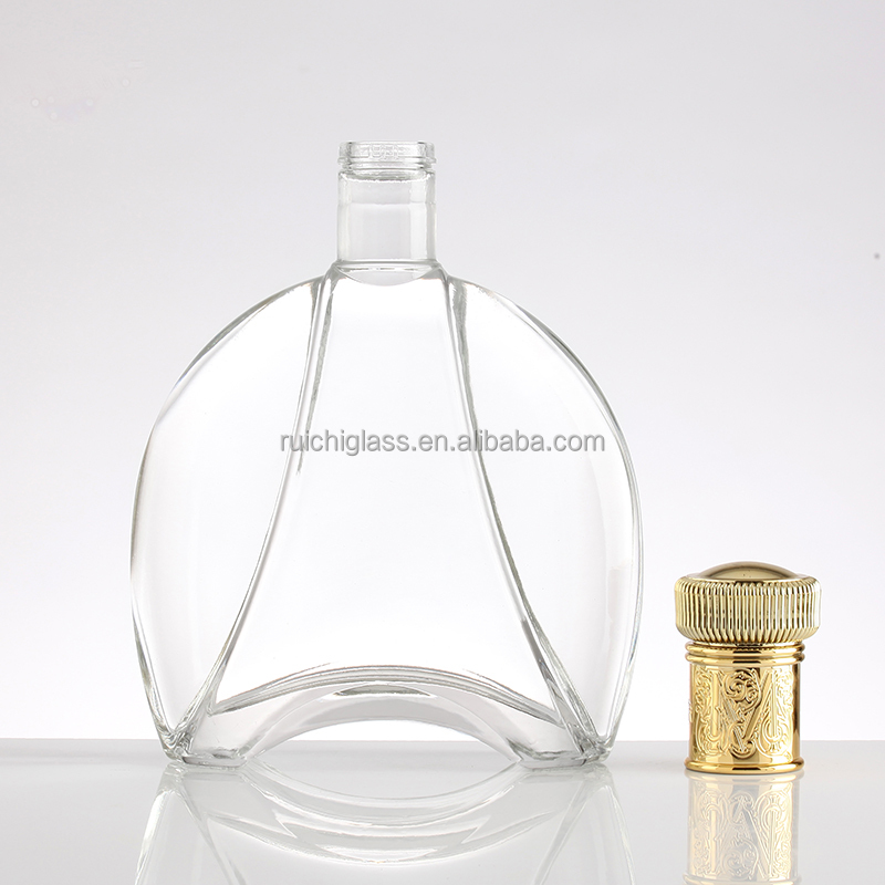 Aluminum Plastic PP Collar Material Simple 500ml 750ml Whisky Glass Bottle for Liquor