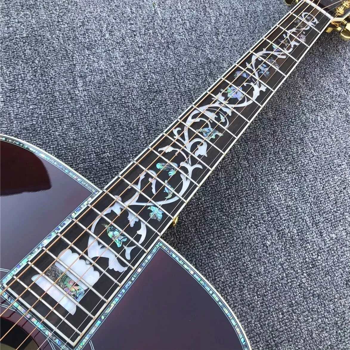 Custom New All Solid Wood Sunburst 41" D Type Acoustic Guitar Abalone Ebony Fingerboard