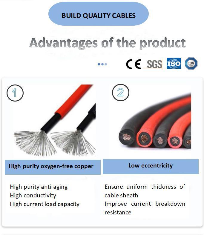 Low Smoke Zero Halogen Photovoltaic System Cable PV H1z2z2-K Cable Copper Electric Cable Wire