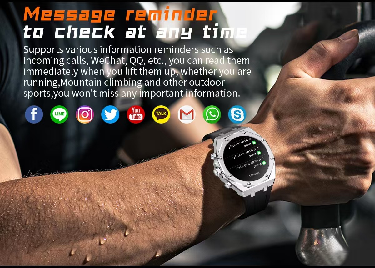 AK68 Gold Stainless Steel Smart Watch 1.43 Inch Health Monitoring Smartwatch Amoled Screen