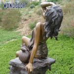 Customized life-size elegant and beautiful women's garden decoration brass