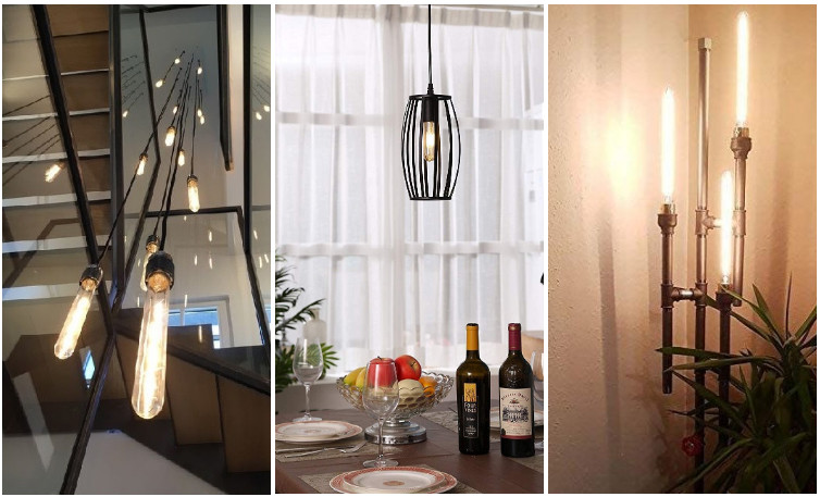 Amber Gold Edison LED Filament Bulbs 4W Antique T25 Decorative Tubular Bulbs