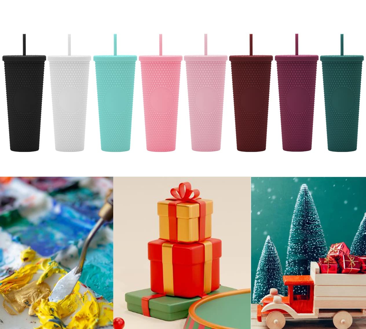 Collections Tumbler With Lid And Straw Insulated Double-Wall Acrylic Cup