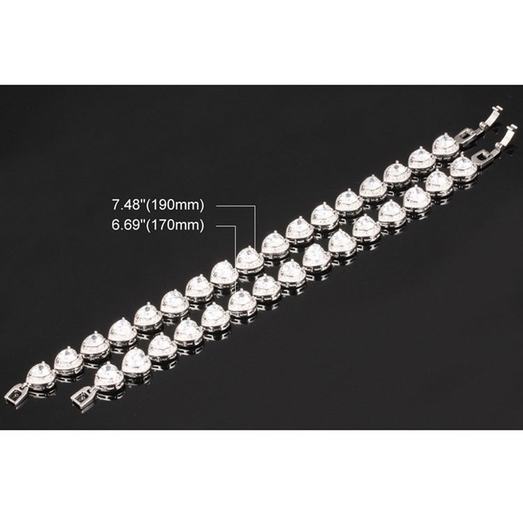 Fashion Platinum Plated Links Chain Heart Shape Clear Cubic Zirconia Tennis Bracelet (JDS949WHITE)