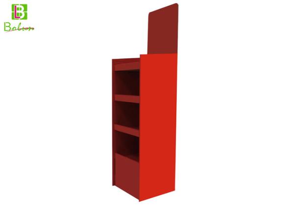 Red Retail Cardboard Display Shelves , 4 Tire Cardboard Pallet Display Hot