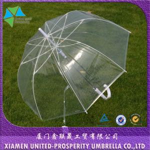 Wholesale Waterproof J Handle 8mm Metal Shaft Transparent Rain Umbrella from china suppliers