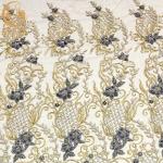 Multicolor 3D Applique Fabric Beaded Embroidery Lace For Evening Dress