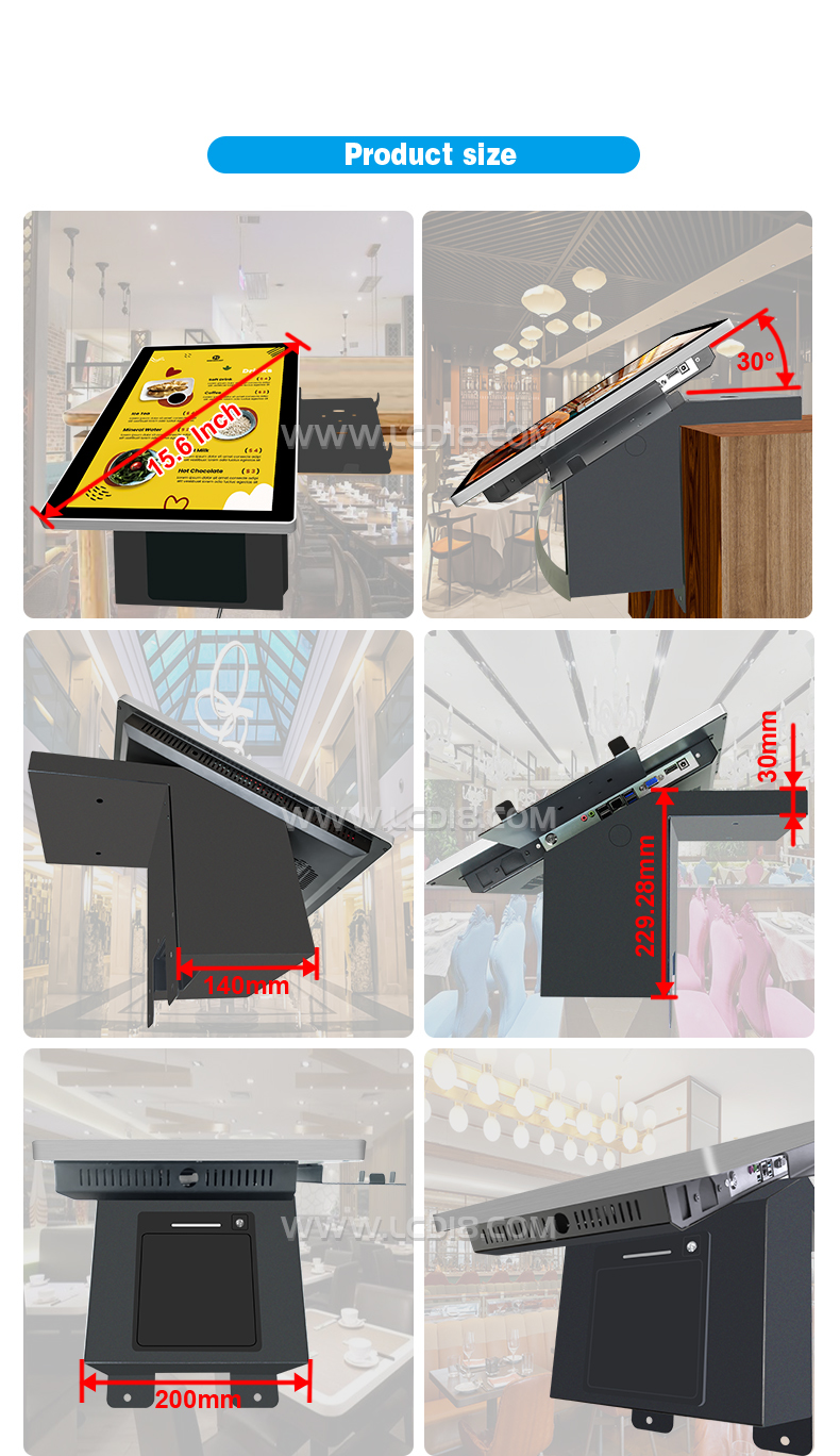 15.6 inch Black Wall Mount Self Service Touch Screen Payment Machine