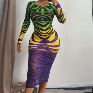 Wholesale Round Neck Long Sleeve Sexy Women Dresses Polynesian Ethnic Floral from china suppliers