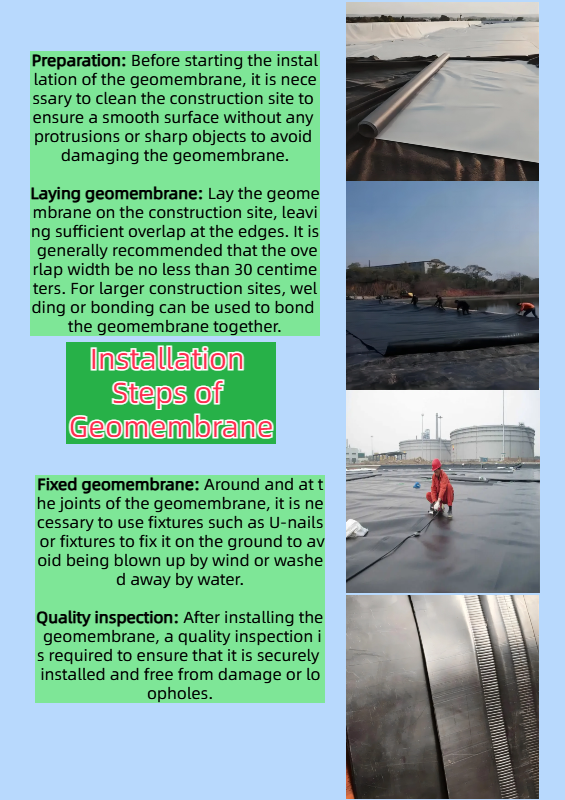 Double Smooth Surface Black Geomembrane for Fish Pond Liner 0.3mm 2.5mm Landfill Site