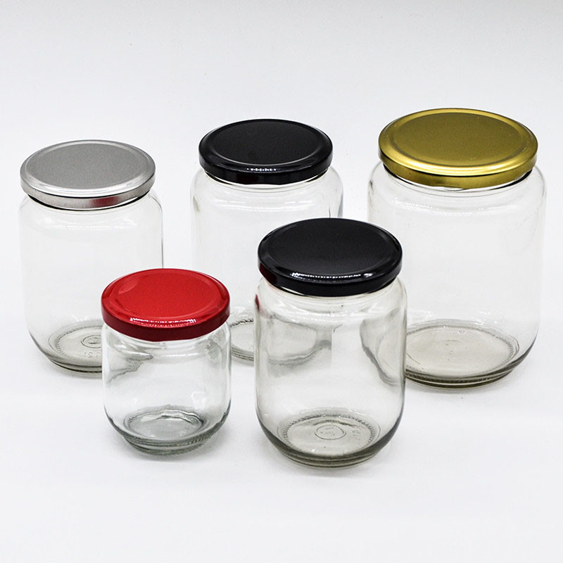 350ml 450ml Honey Glass Packaging Jars With Metal Lid