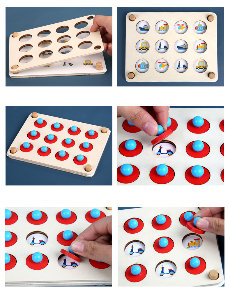 Montessori 3D Unisex Memory Match Puzzle Game Chess Toy