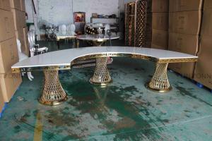 Wholesale Small Waist Base MDF Table Top Half Moon Dining Table Set Stainless Steel Frame For Wedding Event from china suppliers